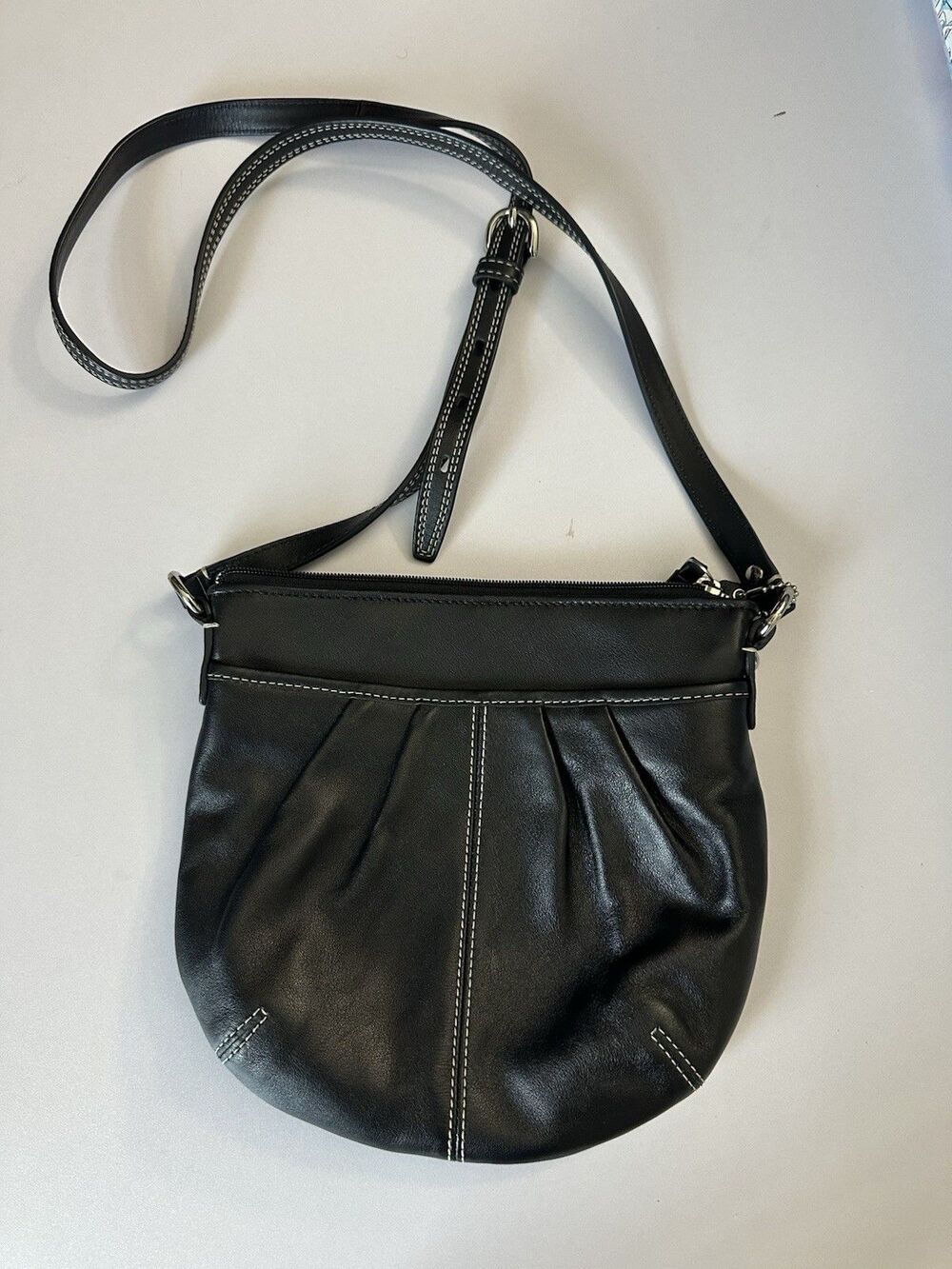 Coach Black Leather SoHo Hobo Shoulder Bag Adjustable Crossbody Strap Handbag